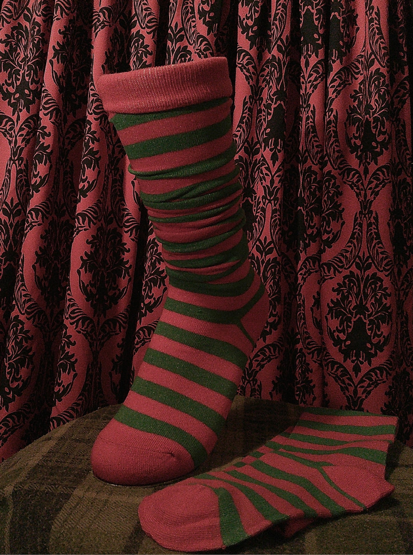 Red + Green Striped Socks