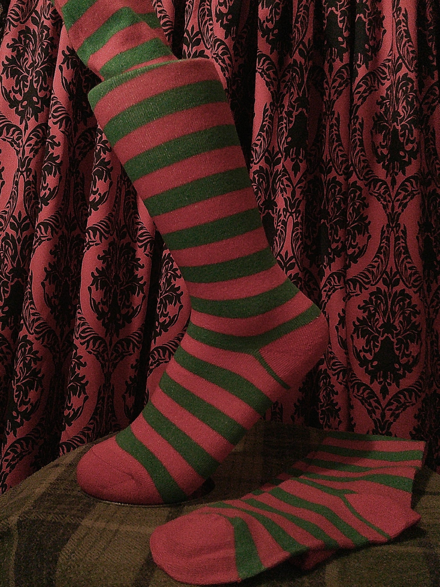 Red + Green Striped Socks