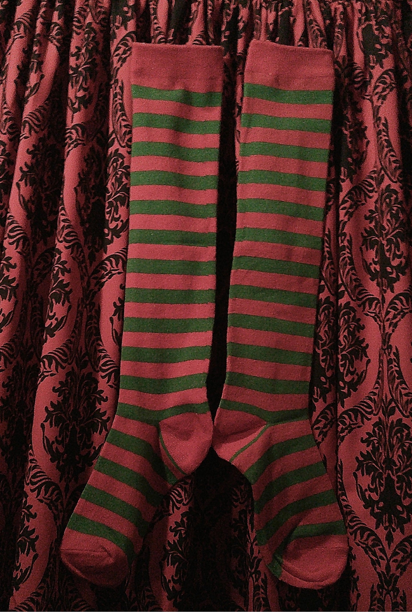 Red + Green Striped Socks